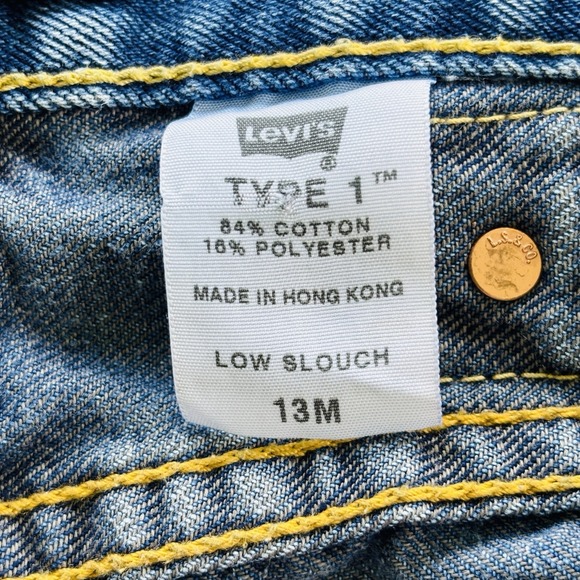 Vintage Levi's Type 1 Low Slouch Jeans Youth 13M Y2K Made in Hong Kong 1998 - Picture 9 of 16
